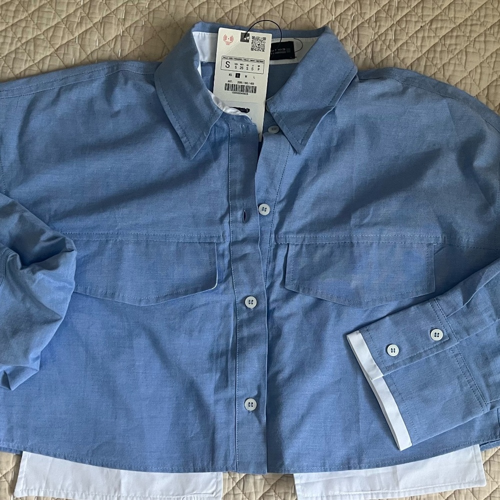 ZARA  CROPPED SHIRT SIZE SMALL NEW